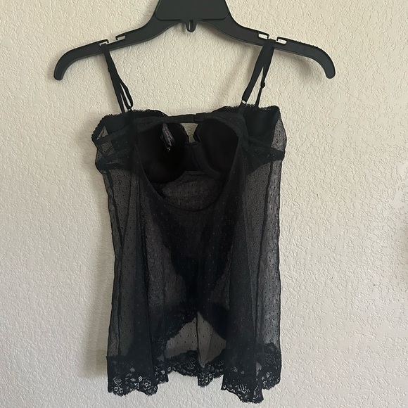 Victorias Secret Sexy Little Things Black Sheer Teddy Short Gown, beads 34B - Picture 2 of 7